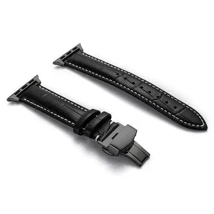Full-Grain Leather Replacement Wristband for 38–46mm Smart Watches – Buckle Closure, Multiple Finishes