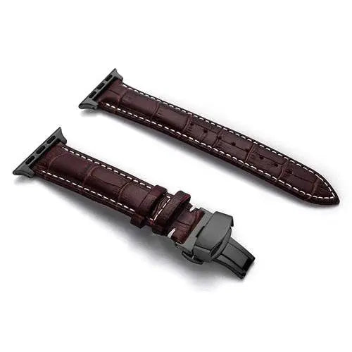 Full-Grain Leather Replacement Wristband for 38–46mm Smart Watches – Buckle Closure, Multiple Finishes