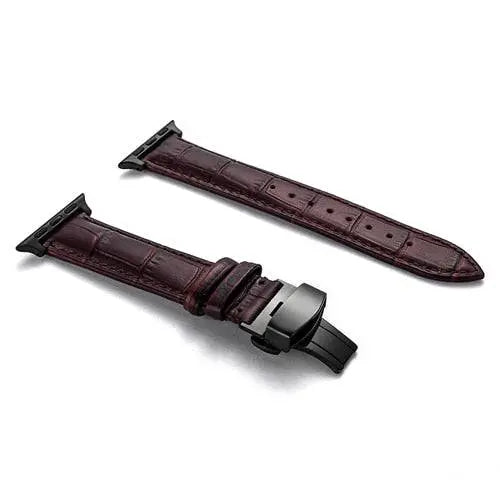 Full-Grain Leather Replacement Wristband for 38–46mm Smart Watches – Buckle Closure, Multiple Finishes