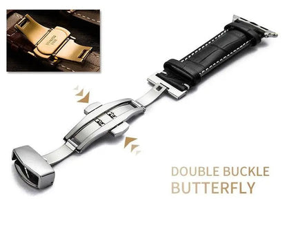 Full-Grain Leather Replacement Wristband for 38–46mm Smart Watches – Buckle Closure, Multiple Finishes
