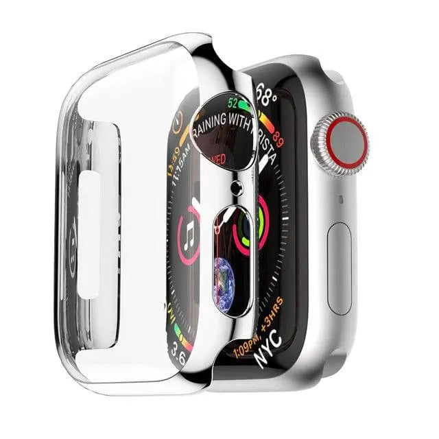Snap-On Guard with Tempered Glass Screen Shield for Apple Watch Series 1-6 – 38mm, 40mm, 42mm, 44mm Full Body Protection Case