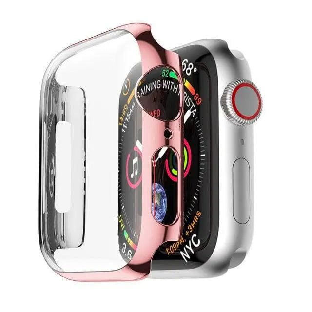 Snap-On Guard with Tempered Glass Screen Shield for Apple Watch Series 1-6 – 38mm, 40mm, 42mm, 44mm Full Body Protection Case