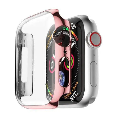 Snap-On Guard with Tempered Glass Screen Shield for Apple Watch Series 1-6 – 38mm, 40mm, 42mm, 44mm Full Body Protection Case
