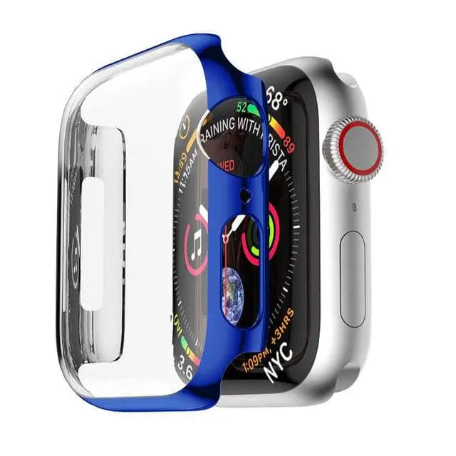 Snap-On Guard with Tempered Glass Screen Shield for Apple Watch Series 1-6 – 38mm, 40mm, 42mm, 44mm Full Body Protection Case