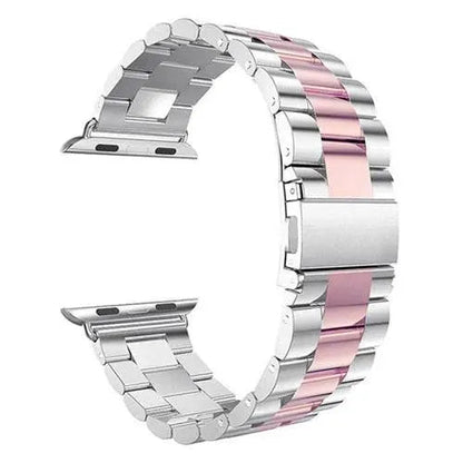 Precision Stainless Steel Link Bracelet for Apple Watch – 38mm to 49mm Connector Fit – Adjustable Wrist Band with Butterfly Clasp for