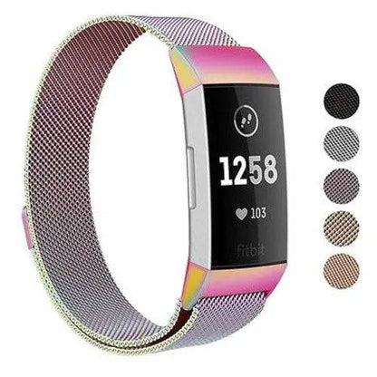 Adjustable Stainless Steel Mesh Fitness Tracker Band for Fitbit Charge 3 & 4 | Replacement Strap Wristband with Magnetic Clasp in Multiple