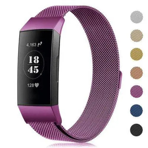 Adjustable Stainless Steel Mesh Fitness Tracker Band for Fitbit Charge 3 & 4 | Replacement Strap Wristband with Magnetic Clasp in Multiple