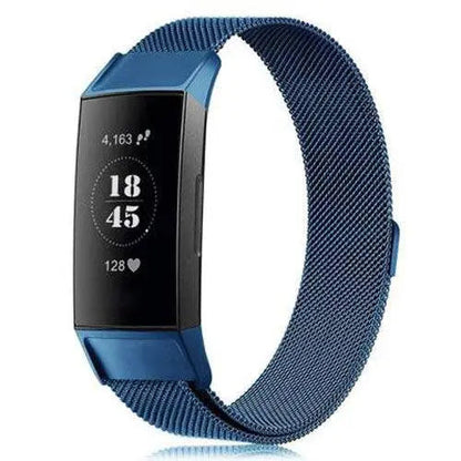 Adjustable Stainless Steel Mesh Fitness Tracker Band for Fitbit Charge 3 & 4 | Replacement Strap Wristband with Magnetic Clasp in Multiple