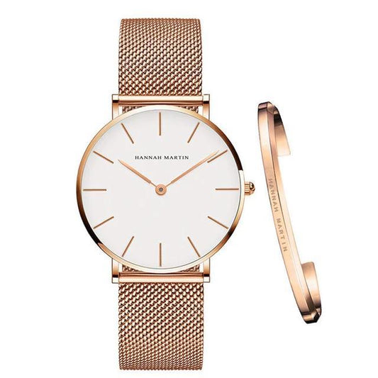 Montre-bracelet pour femme en acier inoxydable avec bracelet réglable – Élégante montre analogique pour le quotidien