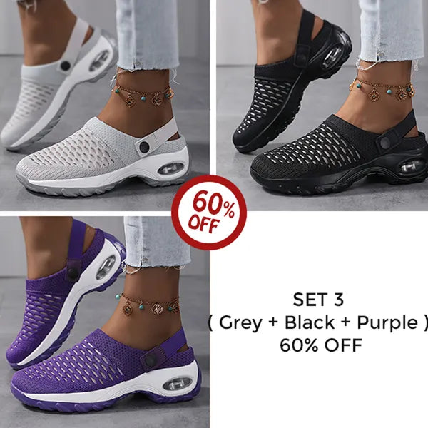 Women's Cushioned Slip-On Clogs with Thick Rubber Sole for Everyday Comfort | Open-Back Air-Cushion Mules for Walking, Errands & Casual Wear