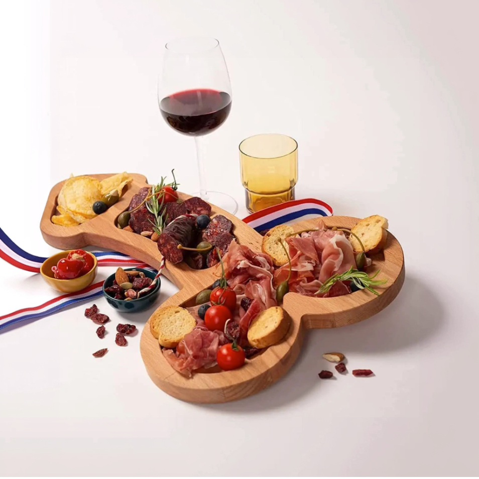 Wooden Charcuterie Board with Compartments for Cheese Snacks Appetizers Entertaining Party Platter Dark Wood Serving Tray for Game Night