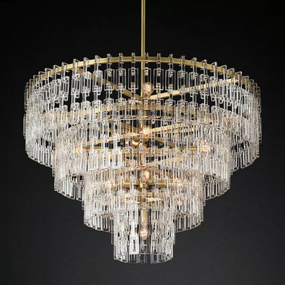 Multi-Tiered Crystal Ring Chandelier with Glass Chain Links for Dining Rooms and Living Rooms 36 48 60 Inch