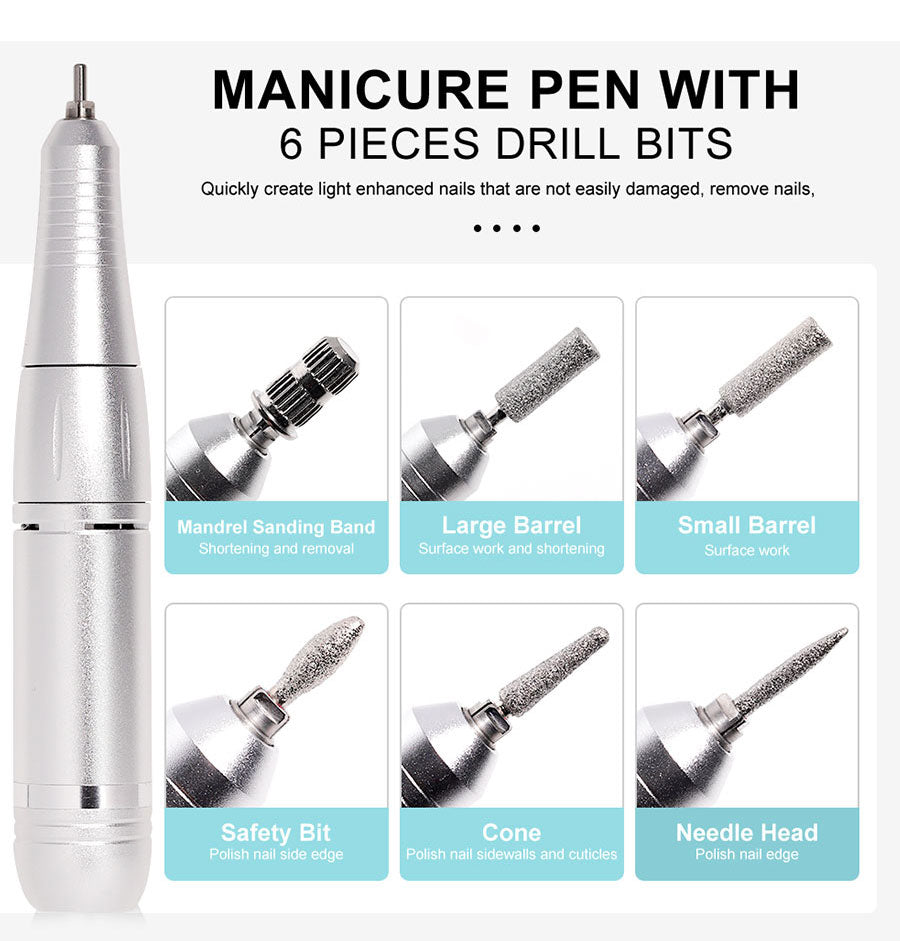 Lime à ongles électrique pour manucure, ponceuse à ongles rechargeable, polisseuse à ongles portable silencieuse pour usage domestique