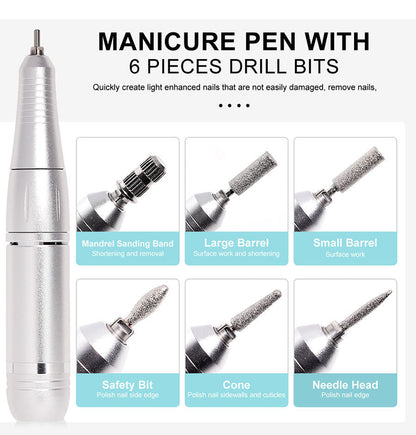 Lime à ongles électrique pour manucure, ponceuse à ongles rechargeable, polisseuse à ongles portable silencieuse pour usage domestique