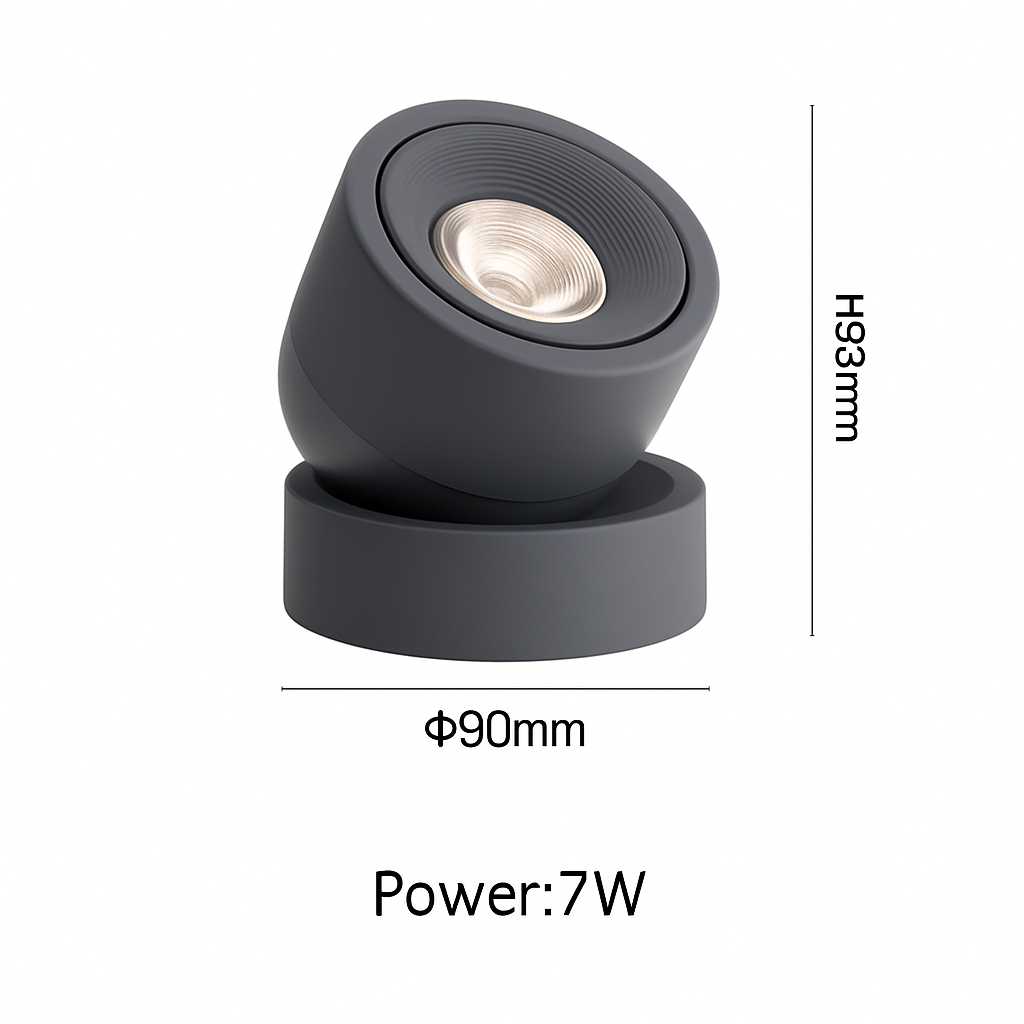 Adjustable Surface Mount LED Spotlight – 7W COB Ceiling Accent Light with 360° Rotation for Home & Commercial Use