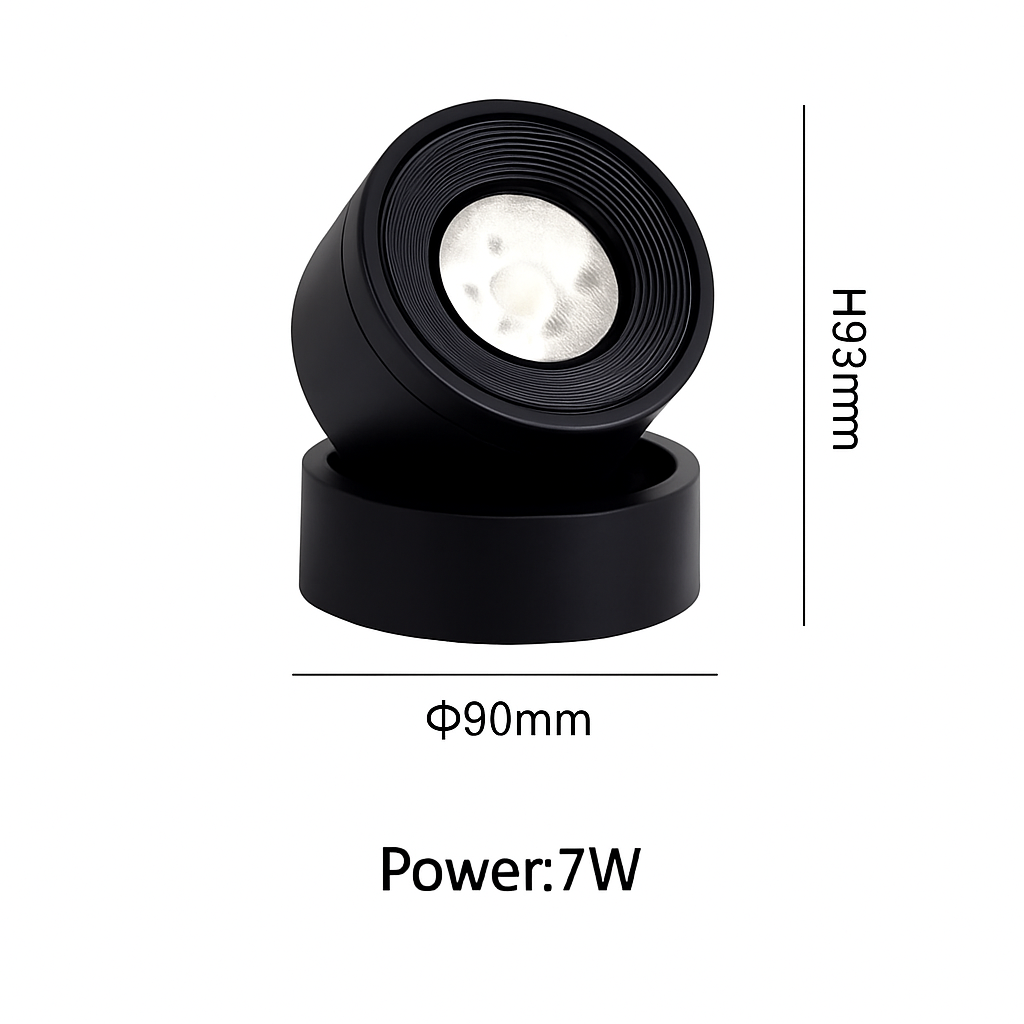 Adjustable Surface Mount LED Spotlight – 7W COB Ceiling Accent Light with 360° Rotation for Home & Commercial Use