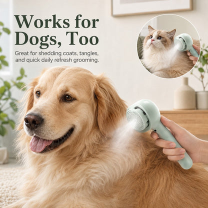 Ortekor Pet Spray Grooming Brush for Cats & Dogs - Gentle Mist De-Shedding Comb for Loose Fur, Flying Hair & Daily Coat Care