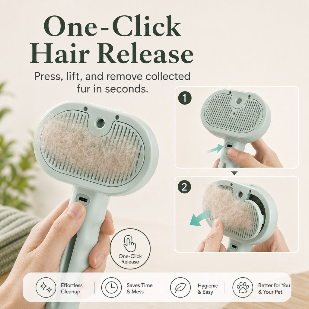 Ortekor Pet Spray Grooming Brush for Cats & Dogs - Gentle Mist De-Shedding Comb for Loose Fur, Flying Hair & Daily Coat Care