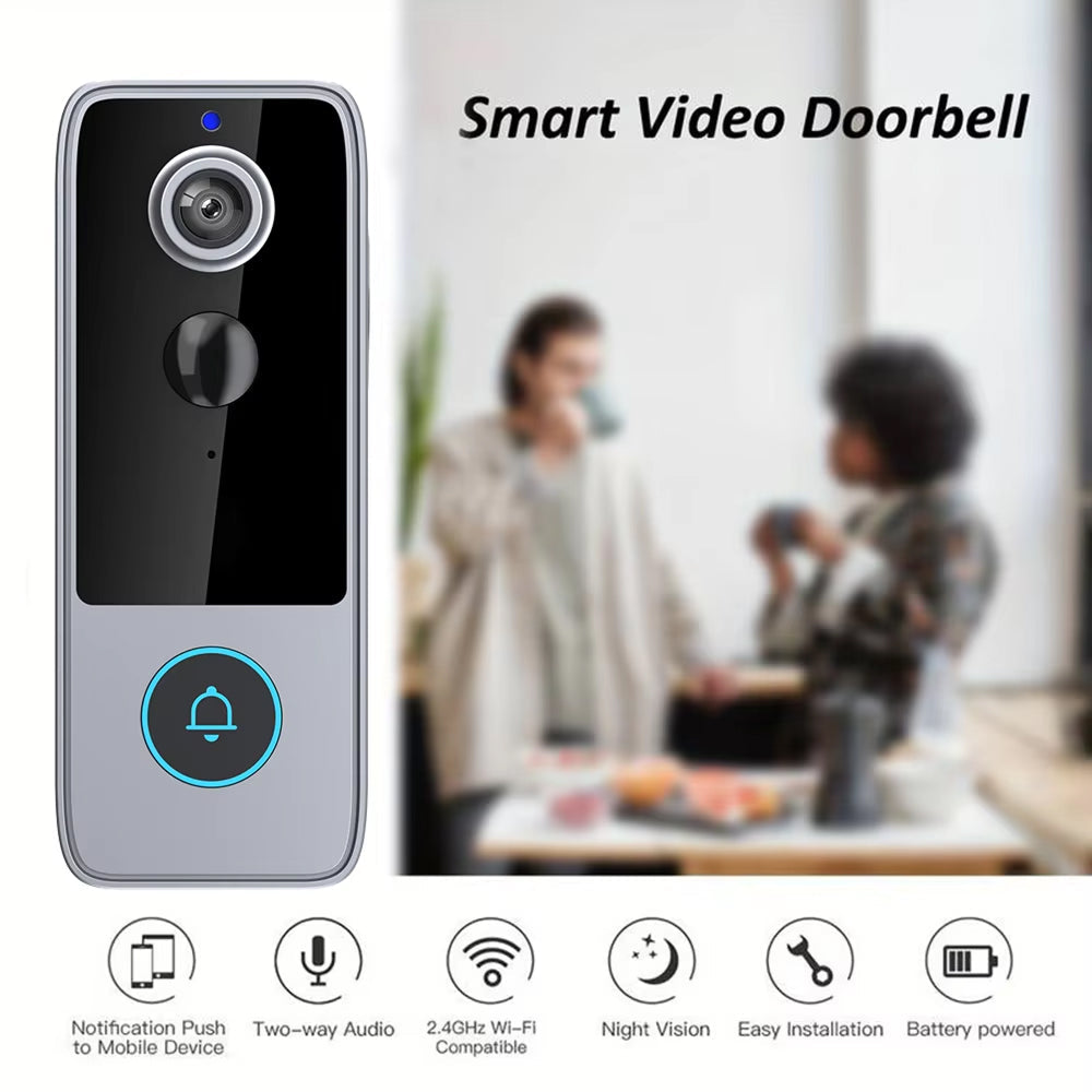 Wireless Video Doorbell with HD Camera, Motion Alerts & Night Vision – Rechargeable, Weather-Resistant, No Monthly Fees