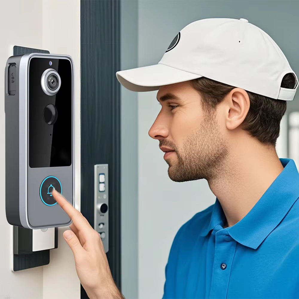 Wireless Video Doorbell with HD Camera, Motion Alerts & Night Vision – Rechargeable, Weather-Resistant, No Monthly Fees