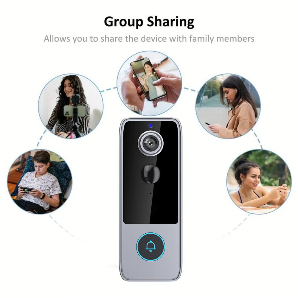 Wireless Video Doorbell with HD Camera, Motion Alerts & Night Vision – Rechargeable, Weather-Resistant, No Monthly Fees