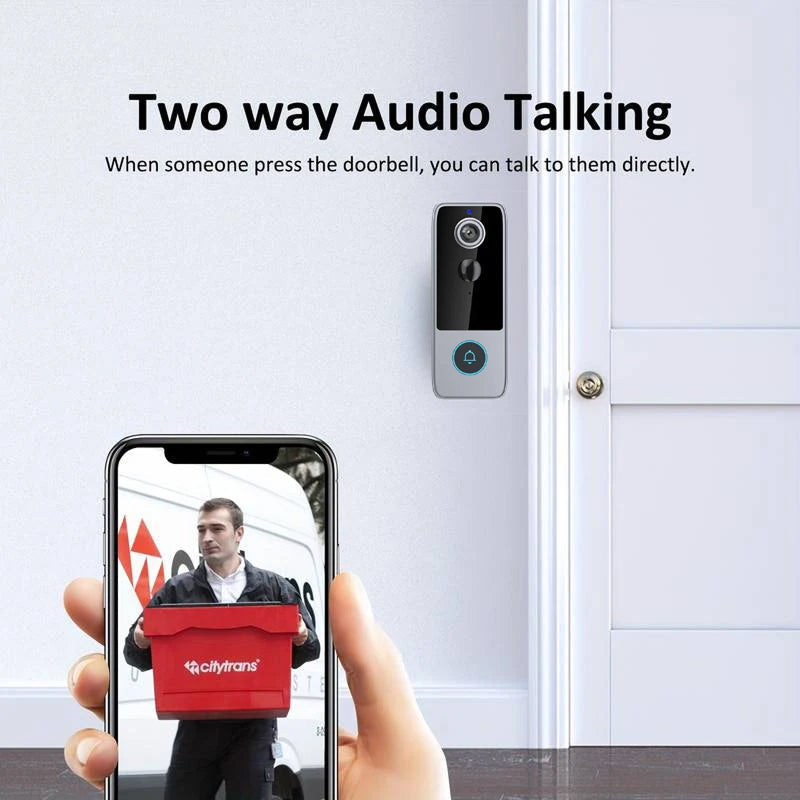 Wireless Video Doorbell with HD Camera, Motion Alerts & Night Vision – Rechargeable, Weather-Resistant, No Monthly Fees