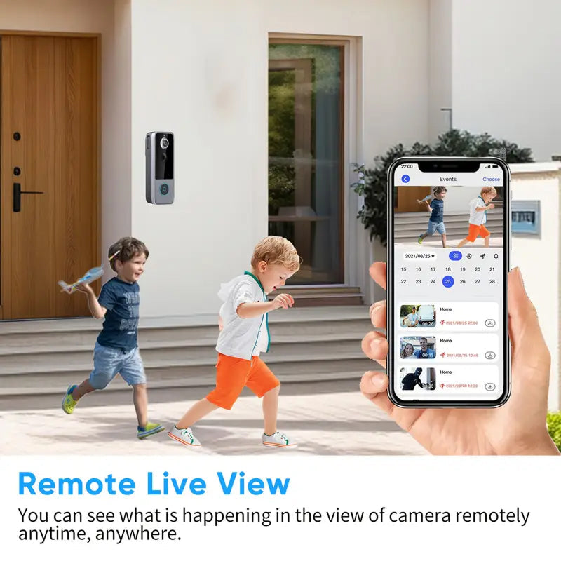 Smart Wireless Video Doorbell with HD Camera, Two-Way Talk & Motion Alerts – No Monthly Fees, Weather Resistant, Night Vision for Front