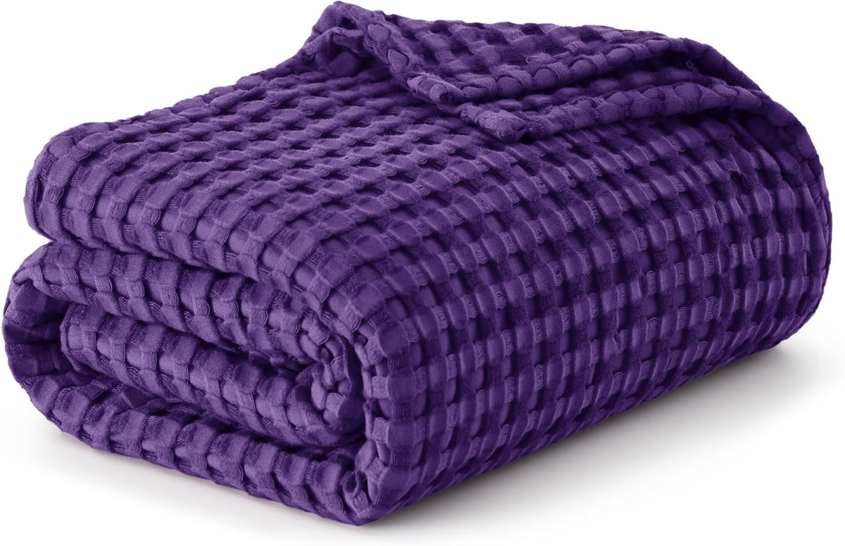 Cozy Haven | Couverture Queen légère en coton et bambou à tissage gaufré rafraîchissant | Jeté d'été doux pour ceux qui ont chaud la nuit
