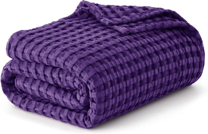 Cozy Haven | Couverture Queen légère en coton et bambou à tissage gaufré rafraîchissant | Jeté d'été doux pour ceux qui ont chaud la nuit