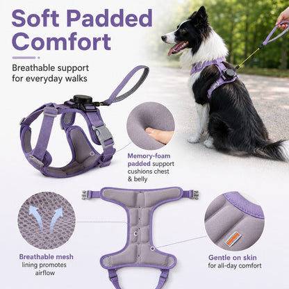 Ortekor 2-in-1 Retractable Dog Harness for Daily Walks - Built-In Leash Vest with Auto-Stop Control for Small & Medium Dogs