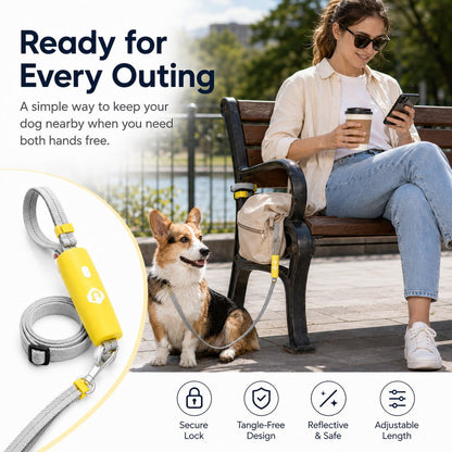 Ortekor Quick-Tether Dog Leash for Cafes, Patios & Parks - Keep Your Dog Close Hands-Free