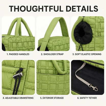 Ortekor Quilted Pet Carrier Tote for Cats & Small Dogs – Easy Hand & Shoulder Carry for Walks, Errands & Everyday Outings