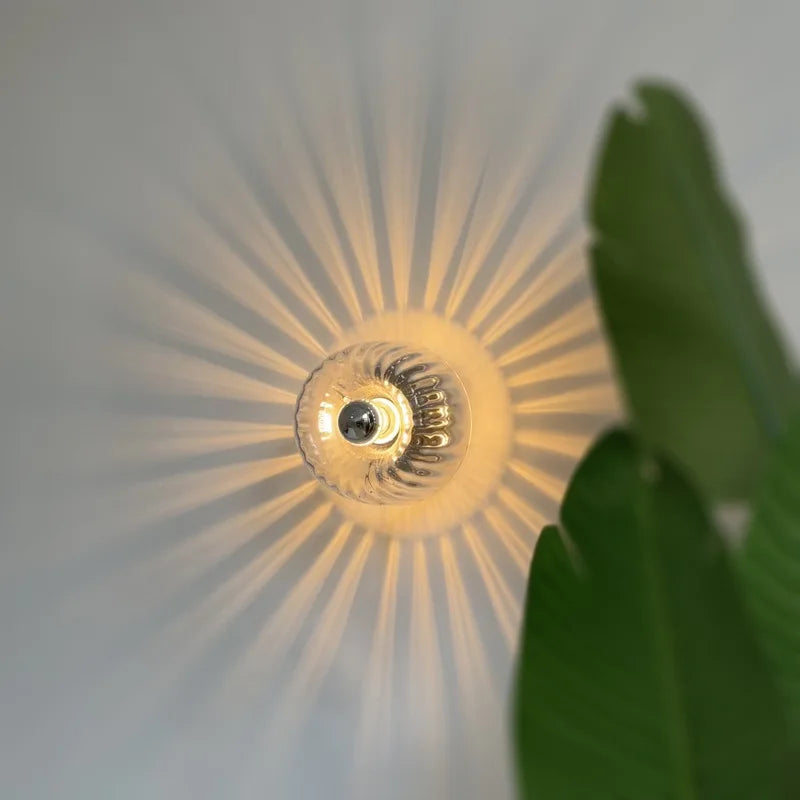 Sconce with Glass Globe 6.3 Inch Diameter Metal Accent Fixture for Bedrooms Hallways Staircases Reading Nooks Entryways Modern Interior Ambi