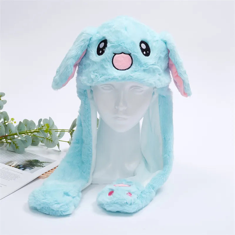 Plush Hat with Pop-Up Ears for Kids & Adults – Interactive Cosplay Beanie with Squeeze Paws | Fun Winter Accessory for Parties, Christmas