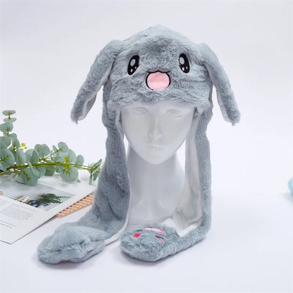 Plush Hat with Pop-Up Ears for Kids & Adults – Interactive Cosplay Beanie with Squeeze Paws | Fun Winter Accessory for Parties, Christmas