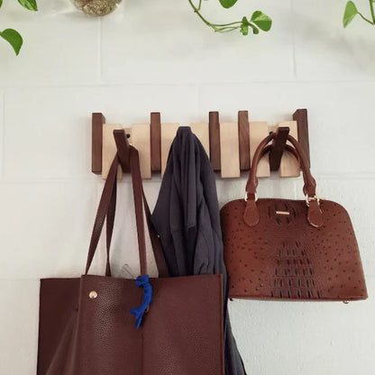 Wall-Mount Piano Key Coat Rack in Solid Wood for Entryway & Bedroom
