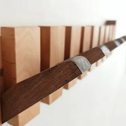 Wall-Mounted Coat Rack with Wooden Piano Key Design for Entryway