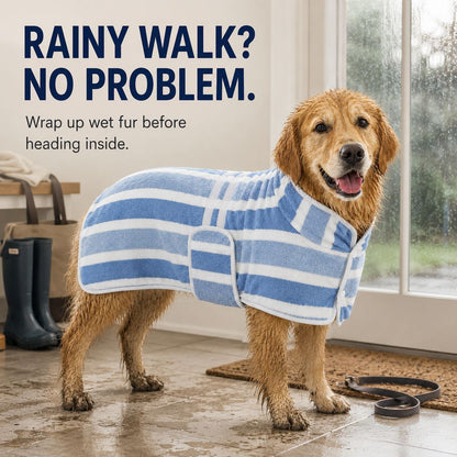Ortekor Wearable Microfiber Dog Drying Towel – Hands-Free Post-Bath & Rainy-Day Wrap for Wet Fur & Drips