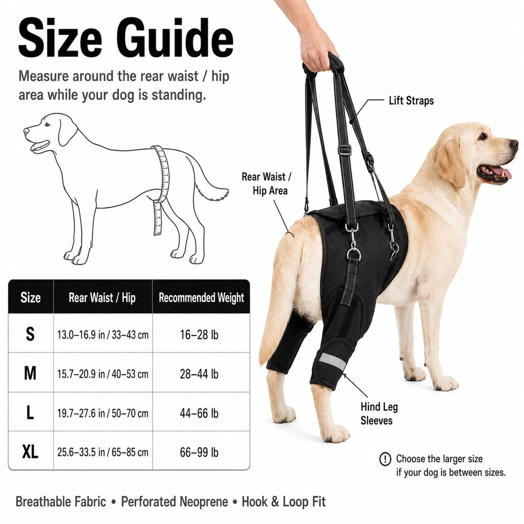 Ortekor Help Your Senior Dog Climb Stairs, Get in the Car & Walk with Rear-Leg Support