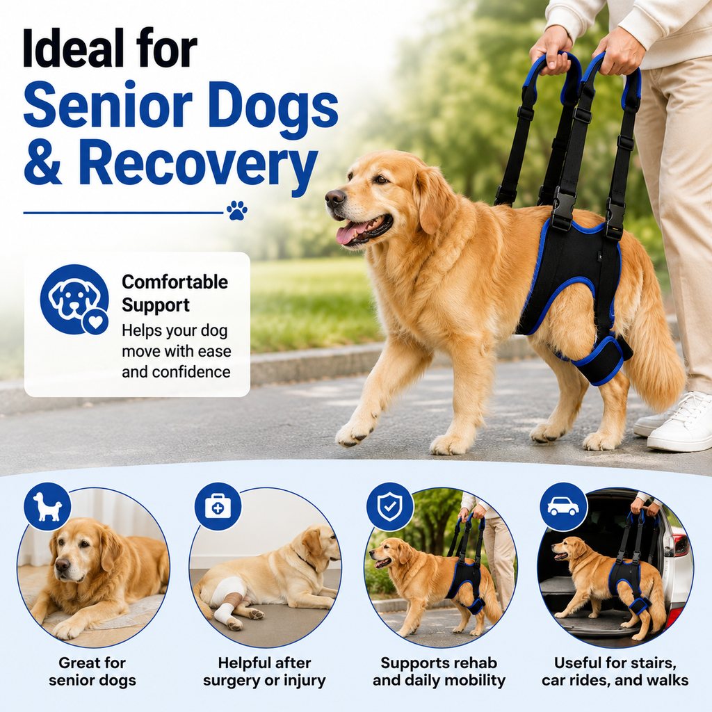 Ortekor Rear Leg Support Sling for Dogs - Lift Assist Harness for Senior Dogs on Stairs, Cars & Daily Walks