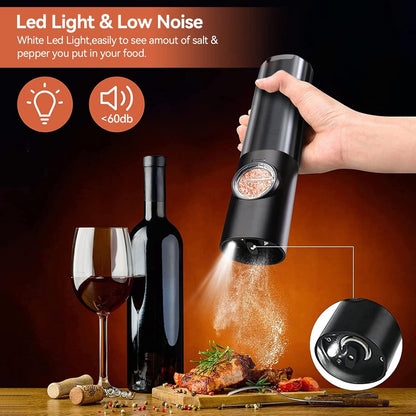 USB Rechargeable Electric Grinder Mill for Spices and Seasonings – Automatic One-Touch Stainless Steel Mill with Adjustable Coarseness Setti