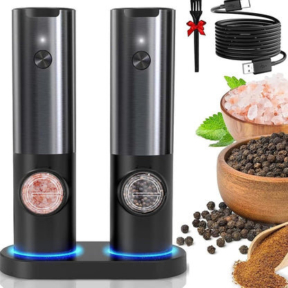 USB Rechargeable Electric Grinder Mill for Spices and Seasonings – Automatic One-Touch Stainless Steel Mill with Adjustable Coarseness Setti