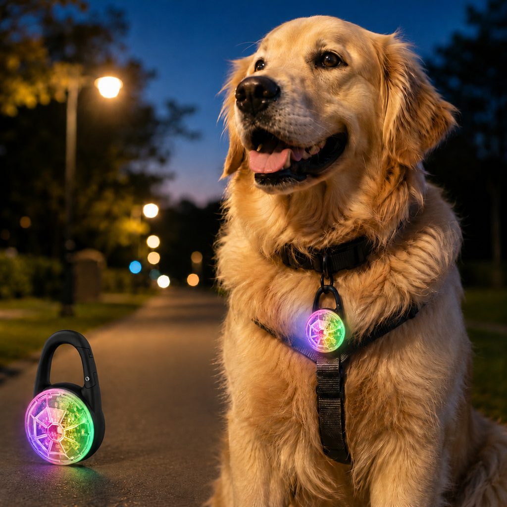 Ortekor Rechargeable Clip-On LED Dog Safety Light for Night Walks - Keeps Pets Visible During Evening Walks, Jogging & Outdoor Adventures