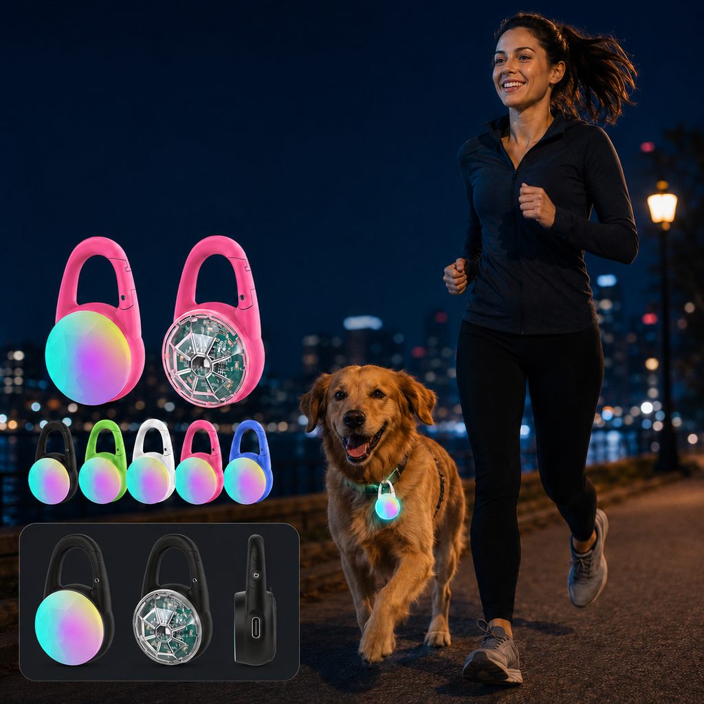 Ortekor Rechargeable Clip-On LED Dog Safety Light for Night Walks - Keeps Pets Visible During Evening Walks, Jogging & Outdoor Adventures