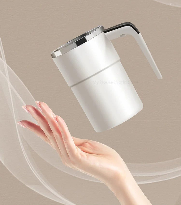 Automatic Battery-Powered Travel Mug with Magnetic Mixer & LED Temp Display for Hot Beverages Anywhere