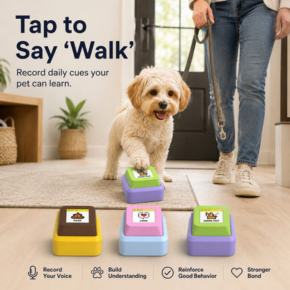 Ortekor PawTalk Recordable Pet Communication Button for Dogs & Cats - Voice Training Toy for Food, Water, Walks & Play