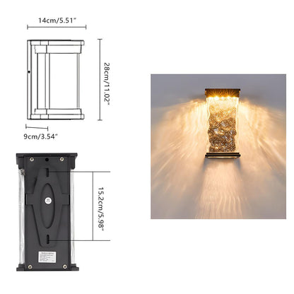 Outdoor Porch Sconce Dark Brown 11 in Height Rippled Glass LED Fixture 16W Warm White for Patio Garden Facade Entryway Exterior Weatherproof