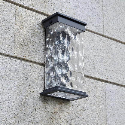 Outdoor Porch Sconce Dark Brown 11 in Height Rippled Glass LED Fixture 16W Warm White for Patio Garden Facade Entryway Exterior Weatherproof