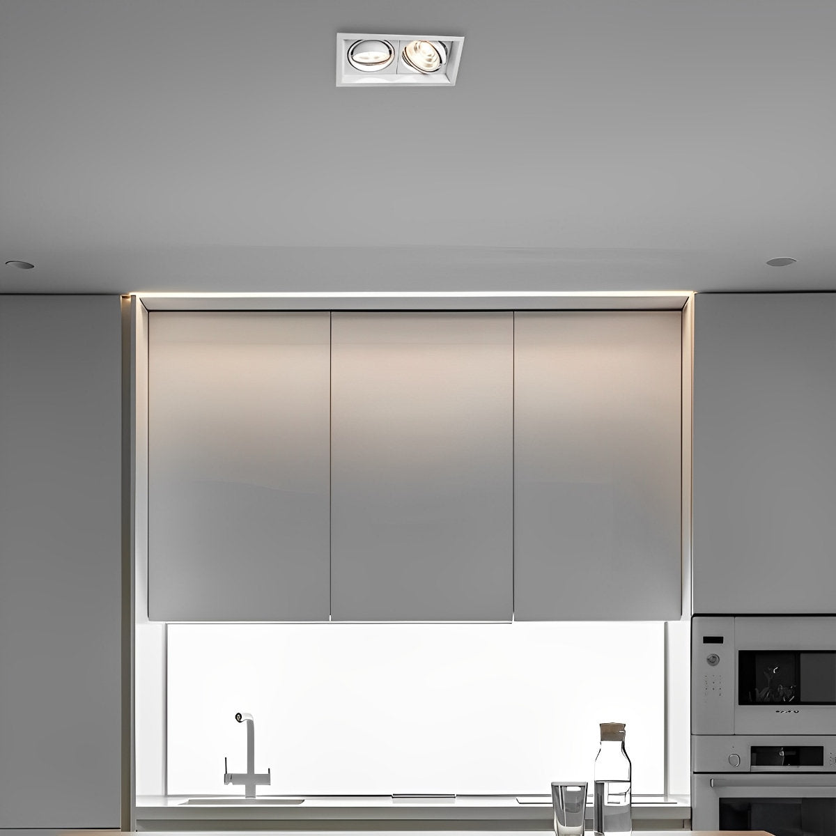 Plafonnier LED encastrable à deux têtes réglables de 9 po, spot directionnel en aluminium avec trois températures de couleur pour cuisine et salon