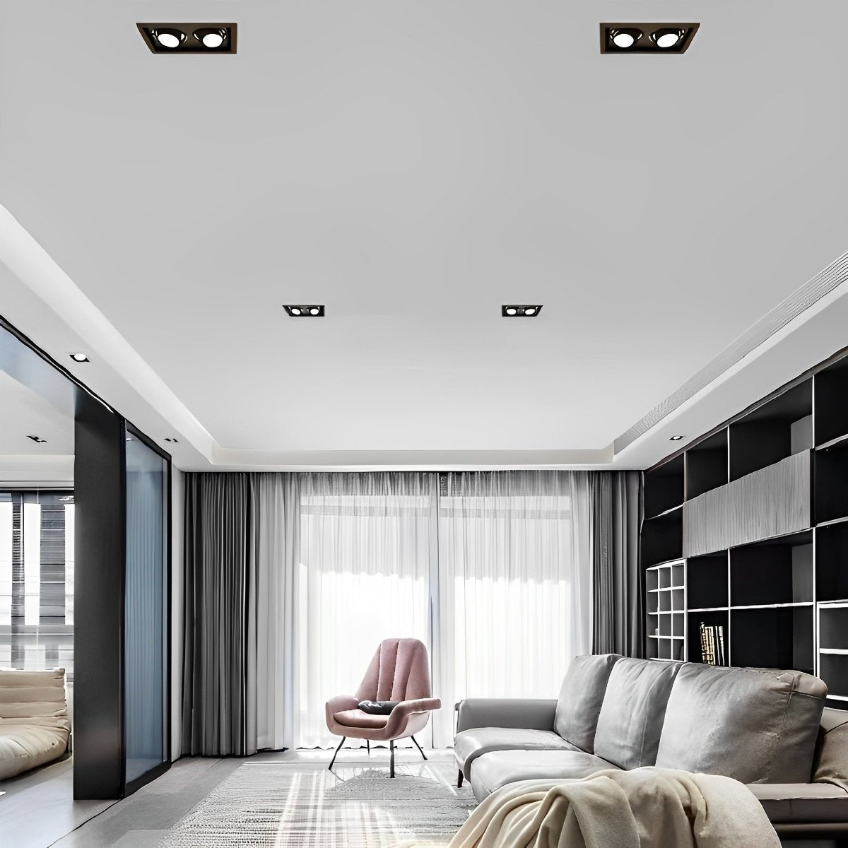 Plafonnier LED encastrable à deux têtes réglables de 9 po, spot directionnel en aluminium avec trois températures de couleur pour cuisine et salon